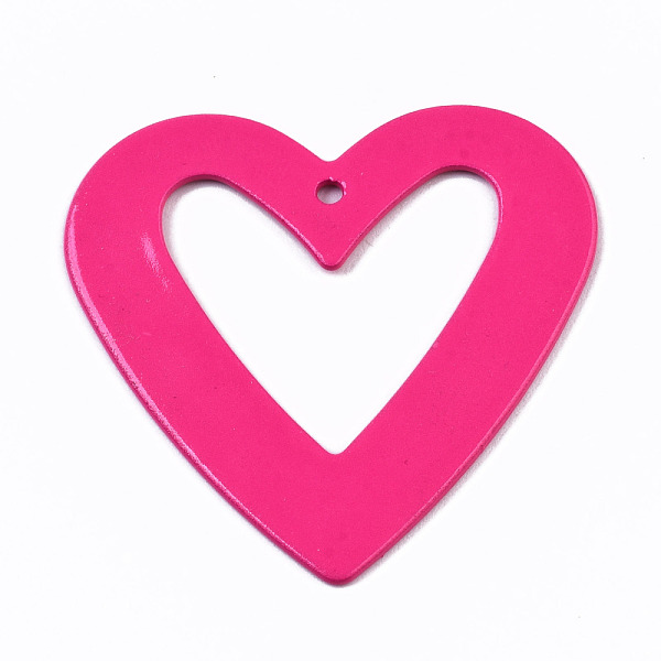 

PandaHall Spray Painted Iron Pendants, Heart, Deep Pink, 37.5x38x1.5mm, Hole: 1.8mm Iron Heart