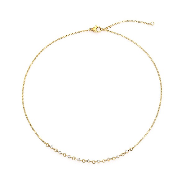 

PandaHall Cubic Zirconia Column Pendant Necklace with Brass Cable Chains, Golden, 13.78 inch(35cm) Cubic Zirconia Column