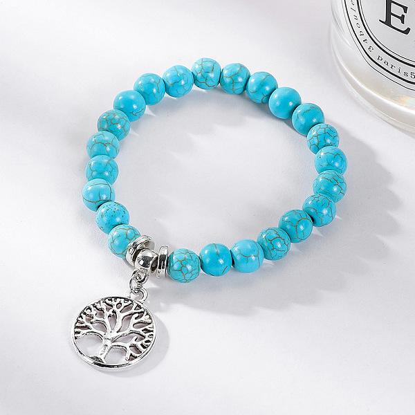 

PandaHall Beaded Bracelet Women's Set Popular Bohemian Ethnic Style Turquoise Bracelet Natural Gemstone