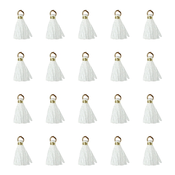 

PandaHall Polycotton(Polyester Cotton) Tassel Pendant Decorations, Mini Tassel, with Iron Findings and Metallic Cord, White, 10~15x2~3mm...
