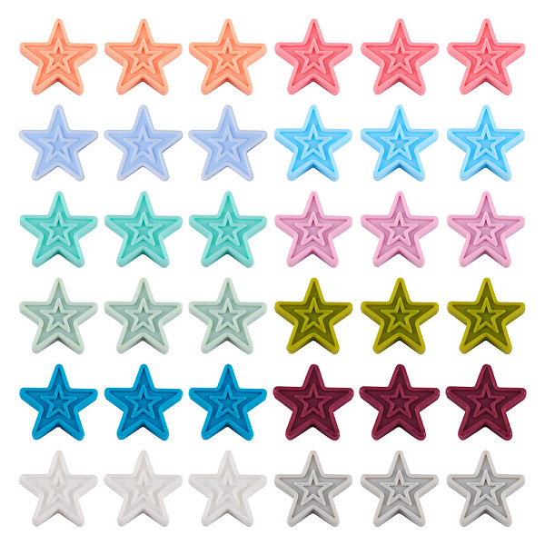 

PandaHall 48Pcs 12 Colors Star Silicone Beads, Chewing Beads For Teethers, DIY Nursing Necklaces Making, Mixed Color, 29x30x8mm, Hole: 2mm..., Multicolor