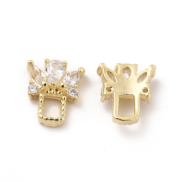 

PandaHall Brass Micro Pave Cubic Zirconia Cabochons, with Glass, Nail Art Decorations, Flower, 7.5x6.5x2.5mm Brass Flower Clear