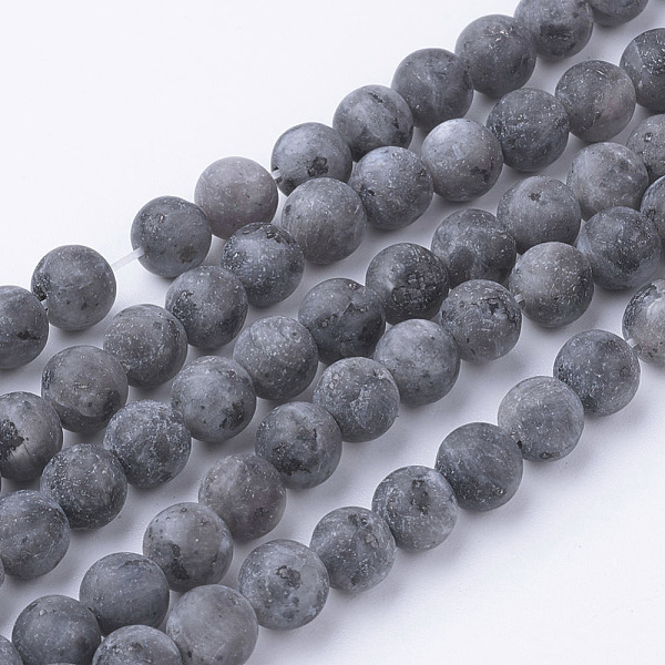 

PandaHall Natural Black Larvikite Bead Strands, Round, Frosted, 6~6.5mm, Hole: 1mm, about 60pcs/strand, 14.9 inch(38cm) Larvikite Round