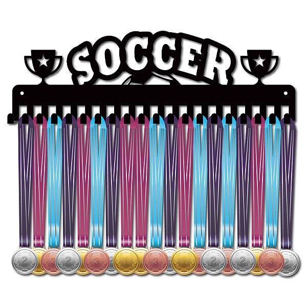 

PandaHall CREATCABIN Soccer Metal Medal Holder Football Medals Display Hanger Rack Sports Awards Wall Mount Frame Case Decor with 20Pcs...