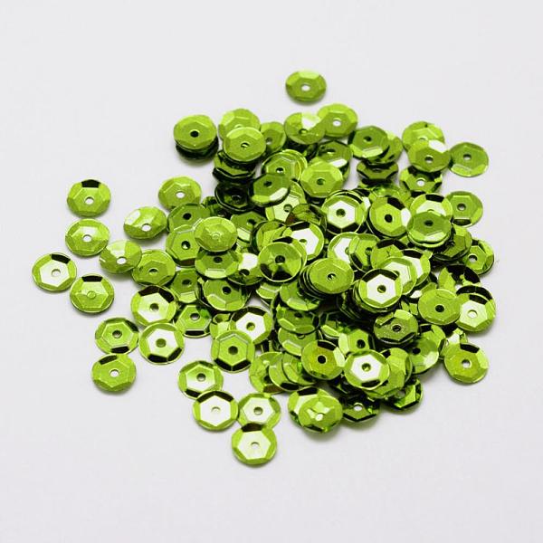 

PandaHall Plastic Paillette Beads, Semi-cupped Sequins Beads, Center Hole, Lawn Green, 6~7x0.5mm, Hole: 1mm Plastic Disc Green