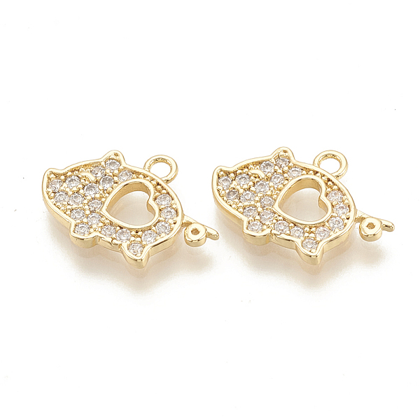 

PandaHall Brass Micro Pave Cubic Zirconia Pendants, Piggy Silhouette with Heart, Nickel Free, Real 18K Gold Plated, 15x10x1.5mm, Hole: 1mm...