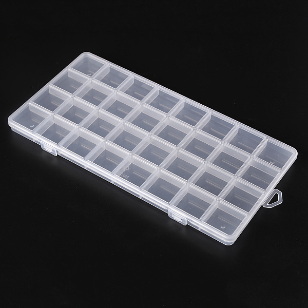 

PandaHall Plastic Bead Storage Containers, 32 Compartments Organizer Boxes, Rectangle, Clear, 26x13.3x1.4cm, Hole: 16.5x6.5mm, Compartment...