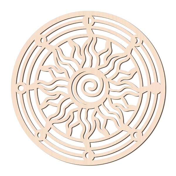 

PandaHall Laser Cut Wooden Wall Sculpture, Torus Wall Art, Home Decor Meditation Symbol, Yoga Hanging Artwork, Flower, Sun Pattern, 310x6mm..., Orange