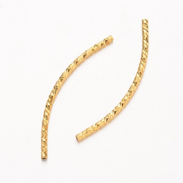 

PandaHall Curved Brass Tube Beads, Real 18K Gold Plated, 34x1.5mm, Hole: 1mm Stainless Steel Tube