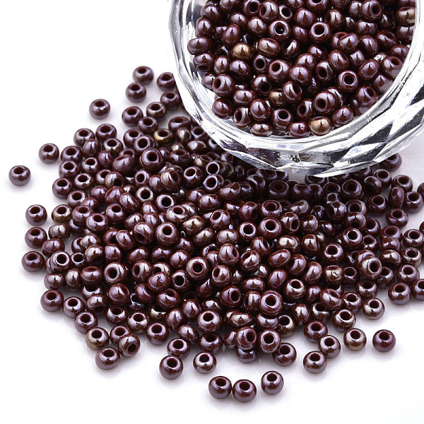 

PandaHall 8/0 Czech Opaque Glass Seed Beads, Lustered, Round, Brown, 3x2mm, Hole: 1mm, about 500g/bag Czech Glass Brown