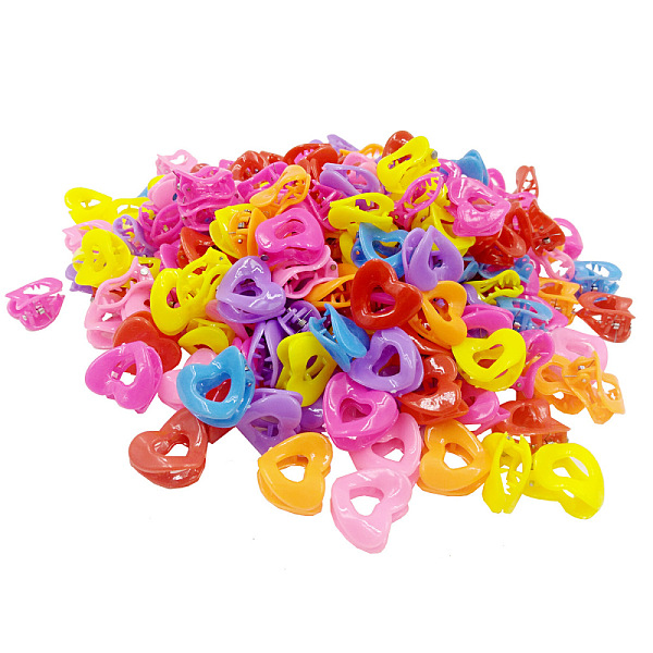 

PandaHall Kids Hair Accessories, Plastic Claw Hair Clips, Heart, Mixed Color, 20x20mm, about 100pcs/bag Plastic Multicolor