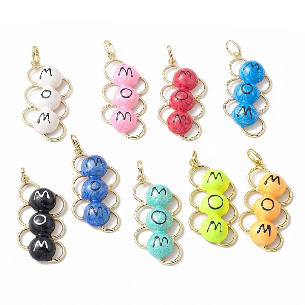 

PandaHall Brass Enamel Pendants, Real 18K Gold Plated, Half Round Word Mom Charm, Mixed Color, 48x25x9mm, Hole: 7.5x6mm Brass+Enamel Half..., Multicolor