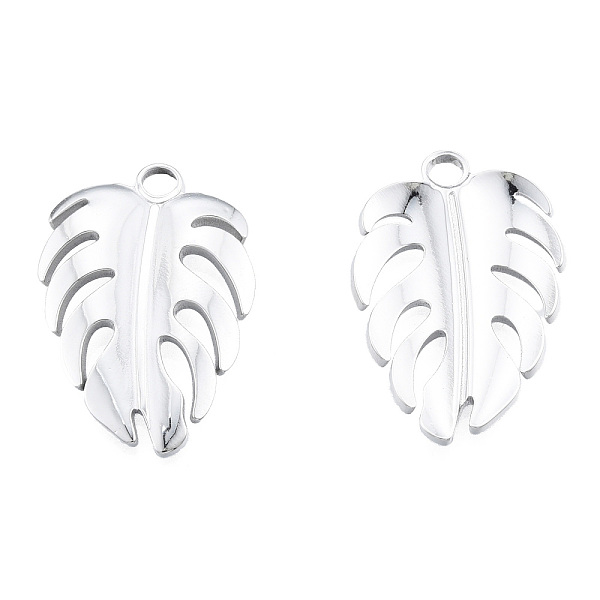 

PandaHall 201 Stainless Steel Pendants, Monstera Leaf, Stainless Steel Color, 26.5x18x2mm, Hole: 2.5mm 201 Stainless Steel Leaf