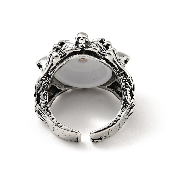 

PandaHall Evil Eye Resin Open Cuff Ring, Antique Silver Alloy Gothic Jewelry for Men Women, Sienna, US Size 9(18.9mm) Resin Brown