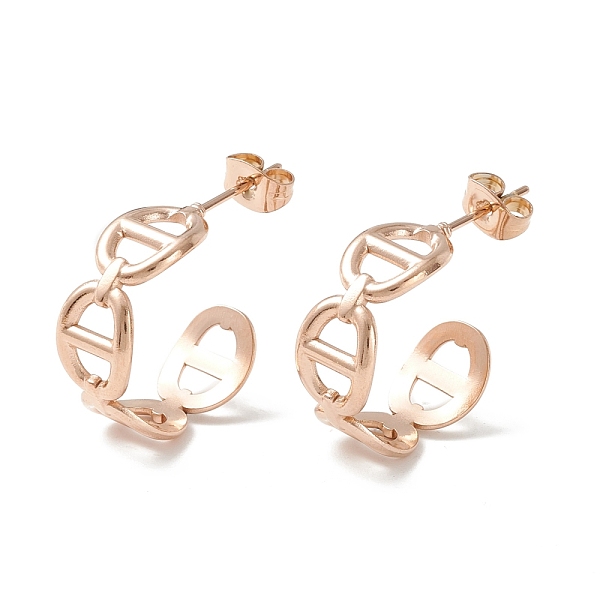 

PandaHall 304 Stainless Steel C-shape Stud Earrings, Oval Link Wrap Half Hoop Earrings for Women, Rose Gold, 21.5x20.5x7mm, Pin: 0.7mm 304...