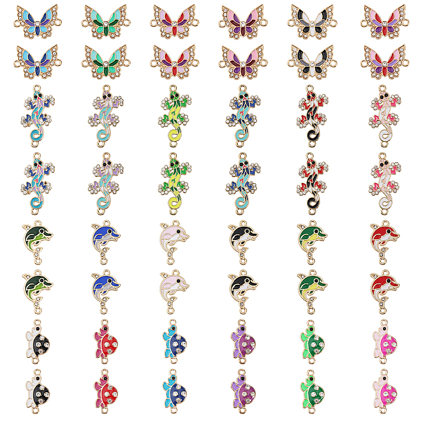 

PandaHall CHGCRAFT 48Pcs 24 Style Alloy Enamel Connector Charms, Animals Links with Crystal Rhinestone, Light Gold, Cadmium Free & Nickel..., Multicolor