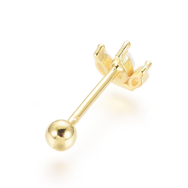 

PandaHall 925 Sterling Silver Barbell Cartilage Earrings, Screw Back Earrings, with Cubic Zirconia, Crown, Golden, 5x6x2mm, Pin: 0.8mm..., Clear