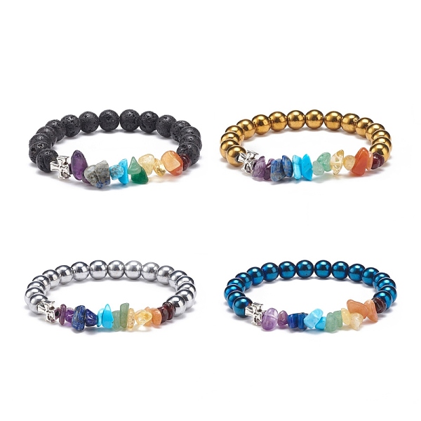 

PandaHall Natural & Synthetic Gemstone Chips Stretch Bracelet with Alloy Cross, 7 Chakra Jewelry for Women, Inner Diameter: 2~2-1/8 inch...