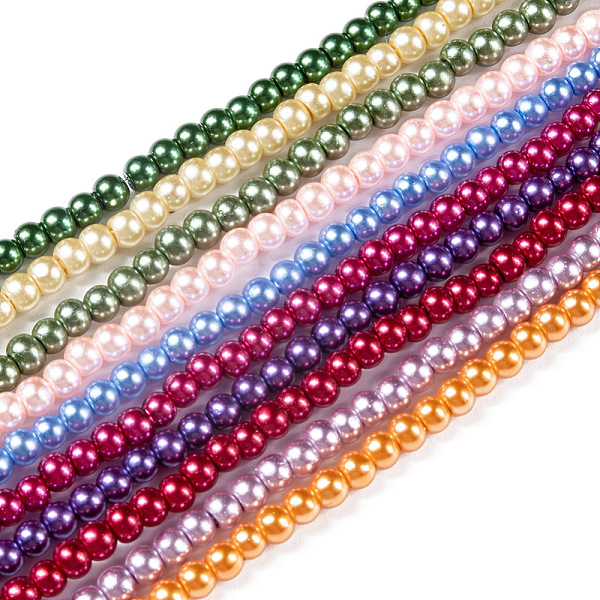 

PandaHall Baking Painted Glass Pearl Bead Strands, Pearlized, Round, Mixed Color, 3~4mm, Hole: 0.5mm, about 195pcs/strand, 23.6 inch Glass..., Multicolor