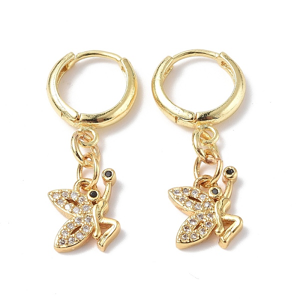

PandaHall Cubic Zirconia Butterfly Dangle Hoop Earrings, Rack Plating Brass Jewelry for Women, Golden, 28mm, Pin: 0.9mm Cubic Zirconia