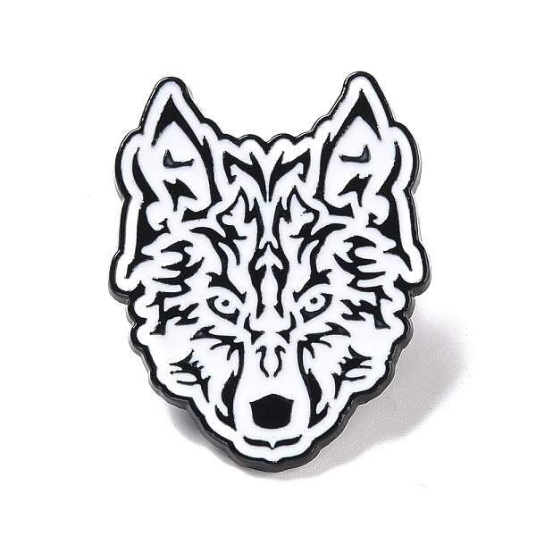 

PandaHall Wolf Enamel Pin, Animal Alloy Badge for Backpack Clothing, Electrophoresis Black, White, 34x27x2mm, Pin: 1mm Alloy+Enamel White