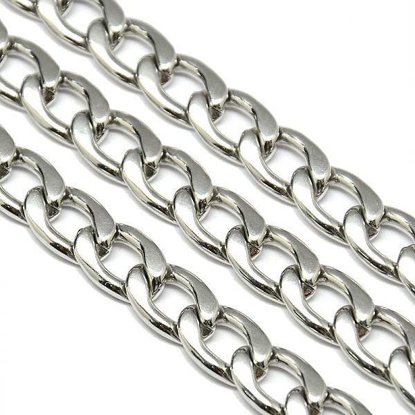 

PandaHall 304 Stainess Steel Cuban Link Chains, Curb Chains, Stainless Steel Color, 13x9x2.5mm 304 Stainless Steel