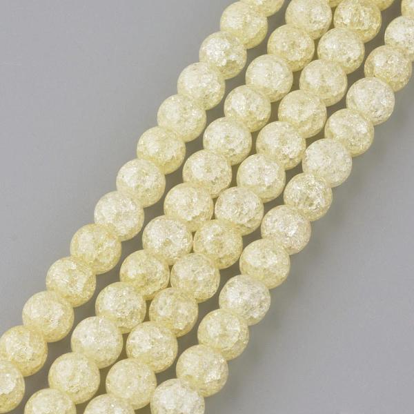 

PandaHall Synthetic Crackle Quartz Beads Strands, Round, Dyed, Pale Goldenrod, 6mm, Hole: 1mm, about 66pcs/strand, 15.7 inch Crackle Quartz..., Yellow