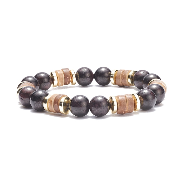 

PandaHall Natural Coconut & Garnet Beaded Stretch Bracelet for Women, Inner Diameter: 2-3/8 inch(6cm) Garnet