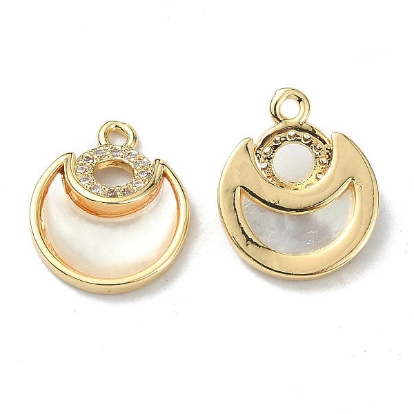

PandaHall Brass Micro Pave Cubic Zirconia Charms, with Shell, Moon Charm, Real 18K Gold Plated, 14x12x3.5mm, Hole: 1.5mm Brass+Cubic..., Clear