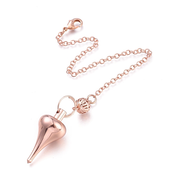 

PandaHall Brass Pointed Dowsing Pendulums, with Lobster Claw Clasps, Teardrop, Rose Gold, 223x2.5mm Brass Teardrop