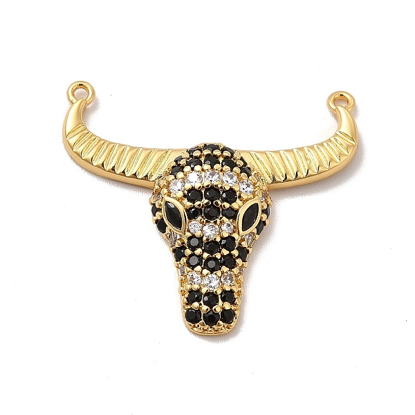 

PandaHall Rack Plating Brass Micro Pave Cubic Zirconia Connector Charms, Cadmium Free & Lead Free, Long-Lasting Plated, Cattle Head Links..., Black