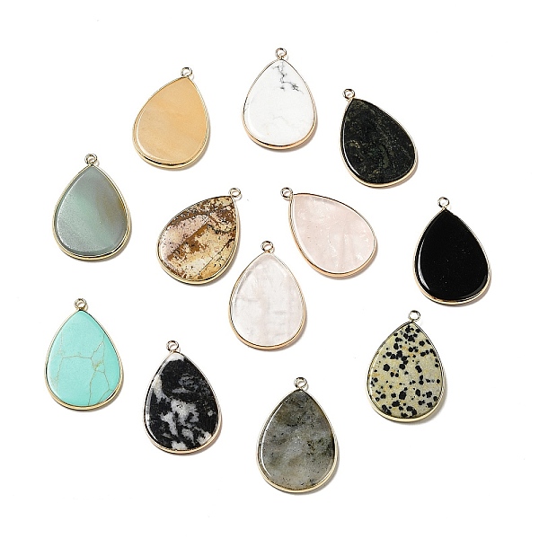 

PandaHall Natural & Synthetic Mixed Gemstone Pendants, Teardrop Charms, with Light Gold Tone Brass Findings, Mixed Dyed and Undyed...
