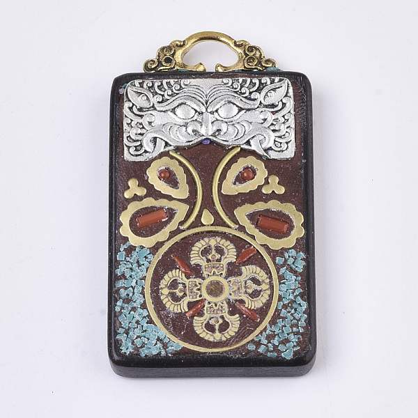 

PandaHall Buddha Theme Handmade Indonesia Big Pendants, with Alloy Findings, Sandalwood and Resin, Antique Golden and Antique Silver..., Red