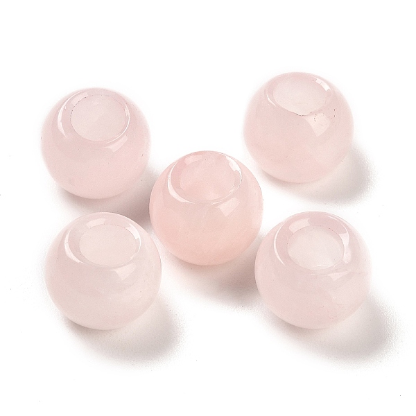 

PandaHall Natural Rose Quartz European Beads, Large Hole Beads, Round, 12x9~9.5mm, Hole: 5.5~6mm Rose Quartz Round