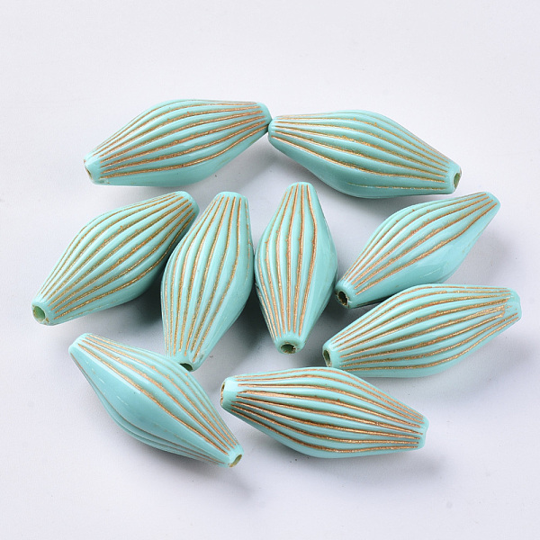 

PandaHall Acrylic Beads, Metal Enlaced, Oval, Dark Turquoise, 31.5x13.5mm, Hole: 2mm Acrylic Bicone Cyan