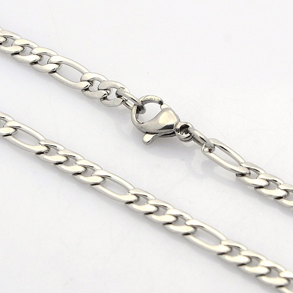 

PandaHall Men's Casual Style 304 Stainless Steel Figaro Chain Necklaces, with Lobster Claw Clasps, Stainless Steel Color, 23.6 inch(59.9cm)...