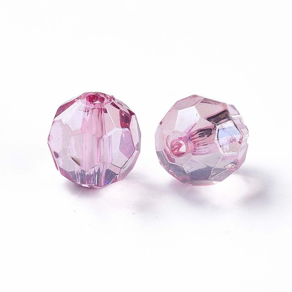 

PandaHall Transparent Acrylic Beads, Faceted, Football, Flamingo, 14x13.5mm, Hole: 2mm, about 330pcs/500g Acrylic Sports Pink