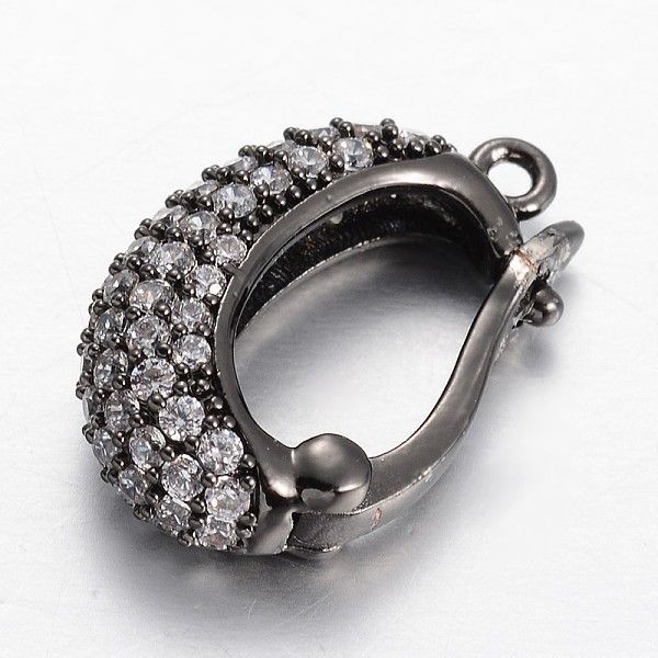 

PandaHall Brass Micro Pave Cubic Zirconia Enhancer Shortener Bails, Hinged Pendant Bails, with Loop, Gunmetal, 20x13x6mm, Hole: 1.5mm Brass