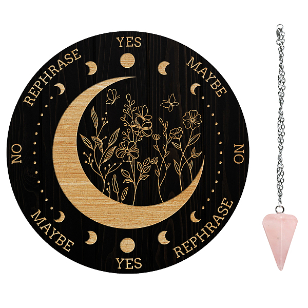 PandaHall AHADEMAKER 1Pc Cone/Spike/Pendulum Natural Rose Quartz Stone Pendants, 1Pc 304 Stainless Steel Cable Chain Necklaces, 1Pc PVC...