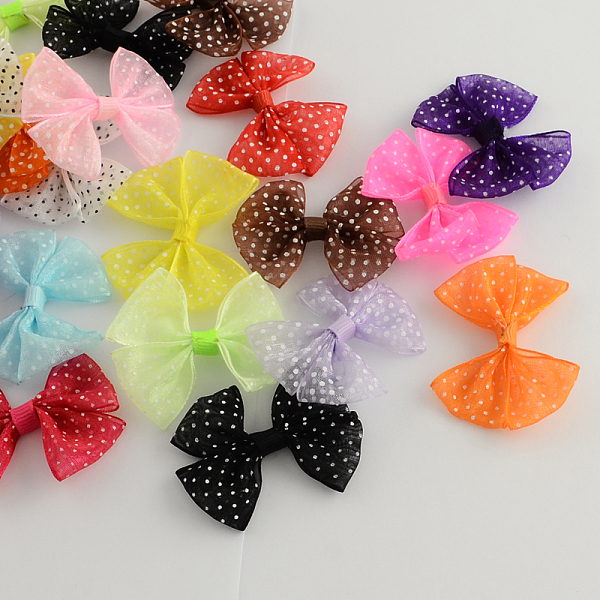 

PandaHall Handmade Woven Costume Accessories, Dot Printed Organza Bowknot, Mixed Color, 44x50x7mm, about 200pcs/bag Organza Bowknot..., Multicolor