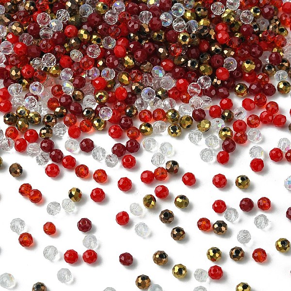 

PandaHall Glass Beads, Mixed Style, Faceted Rondelle, Red, 4x3.5mm, Hole: 1mm, about 500pcs/bag Glass Rondelle Red