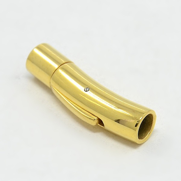 

PandaHall 304 Stainless Steel Bayonet Clasps, Column, Golden, 27x6mm, Hole: 3mm 304 Stainless Steel