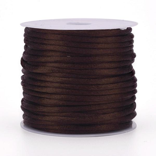 PandaHall Nylon Cord, Satin Rattail Cord, for Beading Jewelry Making, Chinese Knotting, Coffee, 1mm, about 32.8 yards(30m)/roll Nylon Brown
