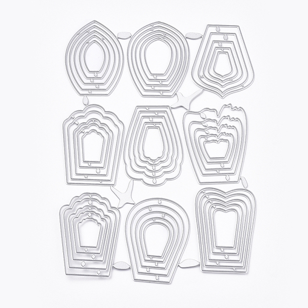 

PandaHall Frame Carbon Steel Cutting Dies Stencils, for DIY Scrapbooking/Photo Album, Decorative Embossing DIY Paper Card, Irregular 3D..., Silver