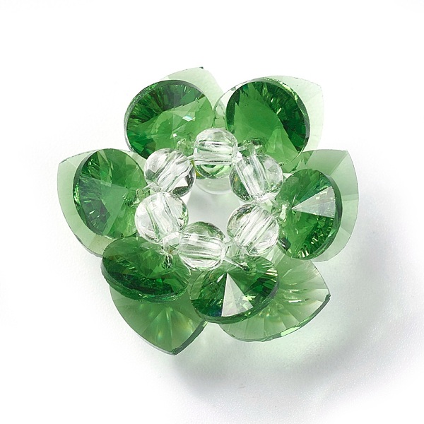 

PandaHall Glass Woven Beads, Cluster Beads, Lotus, Mixed Color, 25~28x14mm, Hole: 5mm Glass Flower Multicolor