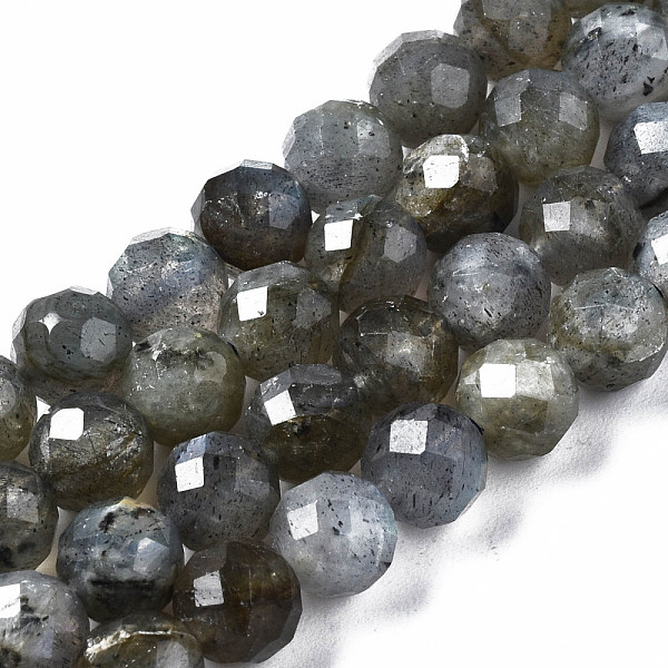 PandaHall Natural Labradorite Beads Strands, Faceted, Round, 6.5mm, Hole: 1mm, about 63~64pcs/strand, 15.08 inch~15.28 inch(38.3cm~38.8cm)...