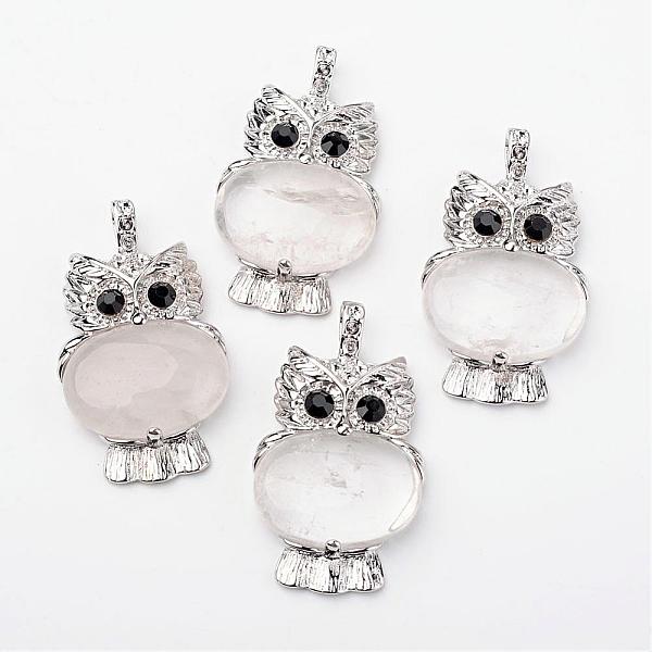 

PandaHall Natural Quartz Crystal Pendants, Rock Crystal Pendants, Owl, with Brass Findings, Platinum, Lead Free & Nickel Free, 45x25x8mm...