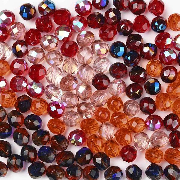 

PandaHall Fire-Polished Czech Glass Beads, Faceted, Ananas, Red, 7.5~8x8mm, Hole: 1.2mm, about 120pcs/bag Czech Glass Round Red