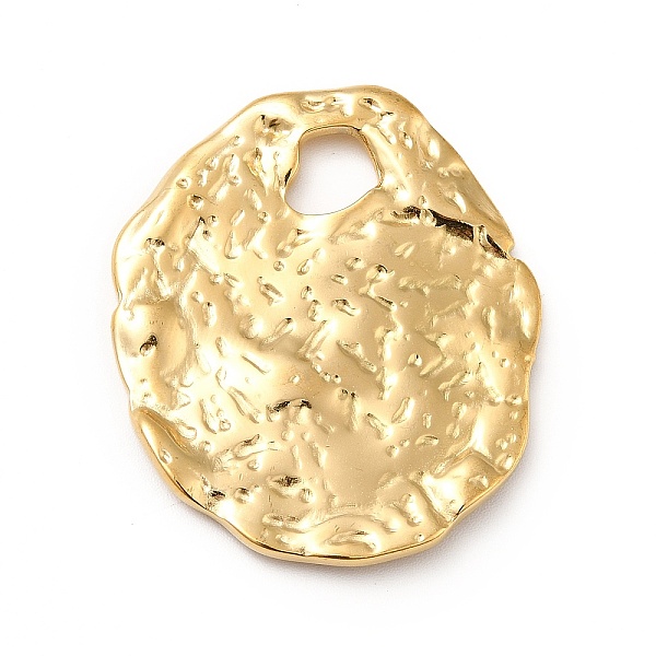 

PandaHall Ion Plating(IP) 304 Stainless Steel Pendants, Textured, Oval, Real 18K Gold Plated, 35x30x2mm, Hole: 7mm 304 Stainless Steel Oval