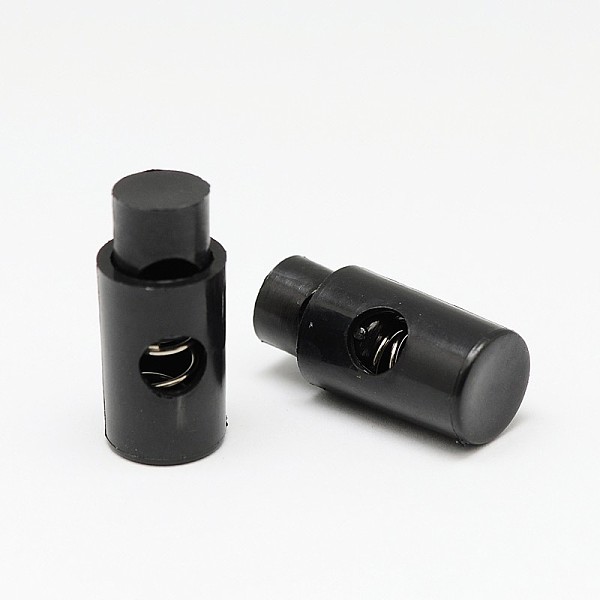 

PandaHall Iron Spring Eco-Friendly Plastic Cord Locks, Dyed, 1-Hole, Black, 27x13mm, Hole: 6mm Plastic Black
